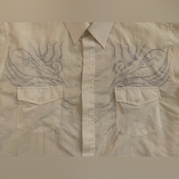 Premium Culture Italy Mens Button Up Shirt Size 2XL White Modern Fit Grunge Top - Picture 3 of 5